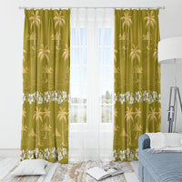 Yellow Hawaii Palm Tree Hibiscus Window Curtain Fantasy Summer Vibe LT01 - Polynesian Pride