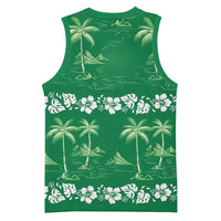 Green Hawaii Palm Tree Hibiscus Basketball Jersey Fantasy Summer Vibe