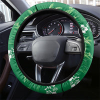 Green Hawaii Palm Tree Hibiscus Steering Wheel Cover Fantasy Summer Vibe LT01 - Polynesian Pride
