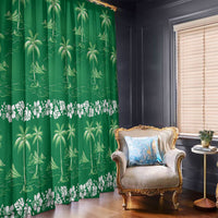 Green Hawaii Palm Tree Hibiscus Window Curtain Fantasy Summer Vibe LT01 - Polynesian Pride