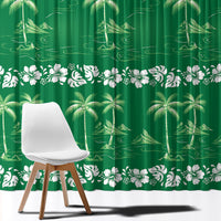 Green Hawaii Palm Tree Hibiscus Window Curtain Fantasy Summer Vibe LT01 - Polynesian Pride