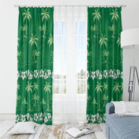 Green Hawaii Palm Tree Hibiscus Window Curtain Fantasy Summer Vibe LT01 - Polynesian Pride
