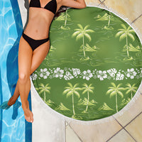 Olive Green Hawaii Palm Tree Hibiscus Beach Blanket Fantasy Summer Vibe LT01 - Polynesian Pride