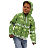 Olive Green Hawaii Palm Tree Hibiscus Kid Hoodie Fantasy Summer Vibe LT01 - Polynesian Pride