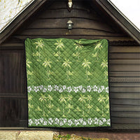 Olive Green Hawaii Palm Tree Hibiscus Quilt Fantasy Summer Vibe