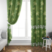 Olive Green Hawaii Palm Tree Hibiscus Window Curtain Fantasy Summer Vibe LT01 - Polynesian Pride