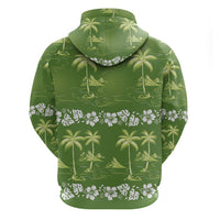 Olive Green Hawaii Palm Tree Hibiscus Zip Hoodie Fantasy Summer Vibe LT01 - Polynesian Pride