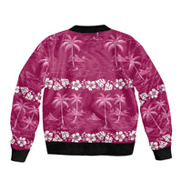 Pink Hawaii Palm Tree Hibiscus Bomber Jacket Fantasy Summer Vibe
