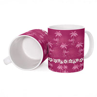 Pink Hawaii Palm Tree Hibiscus Ceramic Mug Fantasy Summer Vibe