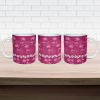 Pink Hawaii Palm Tree Hibiscus Ceramic Mug Fantasy Summer Vibe