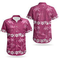 Pink Hawaii Palm Tree Hibiscus Couples Matching Tank Maxi Dress and Hawaiian Shirt Fantasy Summer Vibe