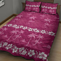 Pink Hawaii Palm Tree Hibiscus Quilt Bed Set Fantasy Summer Vibe LT01 - Polynesian Pride