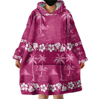 Pink Hawaii Palm Tree Hibiscus Wearable Blanket Hoodie Fantasy Summer Vibe LT01 - Polynesian Pride