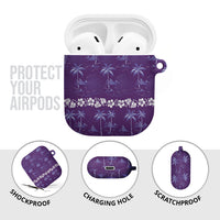 Purple Hawaii Palm Tree Hibiscus AirPods Case Fantasy Summer Vibe