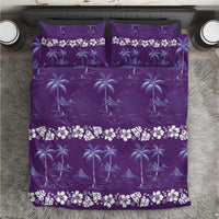 Purple Hawaii Palm Tree Hibiscus Bedding Set Fantasy Summer Vibe LT01 Purple - Polynesian Pride