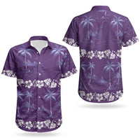 Purple Hawaii Palm Tree Hibiscus Couples Matching Mermaid Dress and Hawaiian Shirt Fantasy Summer Vibe LT01 - Polynesian Pride