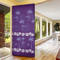 Purple Hawaii Palm Tree Hibiscus Door Cover Fantasy Summer Vibe