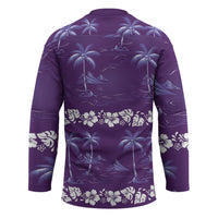 Purple Hawaii Palm Tree Hibiscus Hockey Jersey Fantasy Summer Vibe LT01 - Polynesian Pride