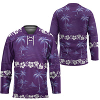 Purple Hawaii Palm Tree Hibiscus Hockey Jersey Fantasy Summer Vibe LT01 - Polynesian Pride