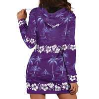 Purple Hawaii Palm Tree Hibiscus Hoodie Dress Fantasy Summer Vibe