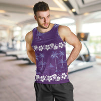 Purple Hawaii Palm Tree Hibiscus Men Tank Top Fantasy Summer Vibe LT01 Purple - Polynesian Pride