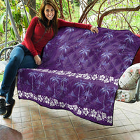Purple Hawaii Palm Tree Hibiscus Quilt Fantasy Summer Vibe