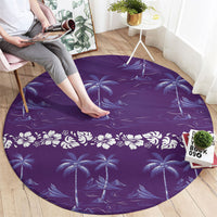 Purple Hawaii Palm Tree Hibiscus Round Carpet Fantasy Summer Vibe LT01 - Polynesian Pride