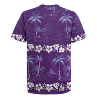 Purple Hawaii Palm Tree Hibiscus Rugby Jersey Fantasy Summer Vibe LT01 - Polynesian Pride