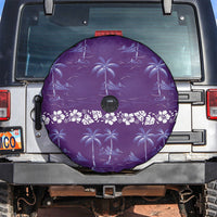 Purple Hawaii Palm Tree Hibiscus Spare Tire Cover Fantasy Summer Vibe LT01 Purple - Polynesian Pride