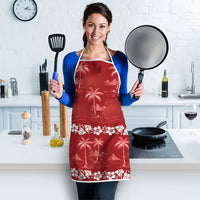 Red Hawaii Palm Tree Hibiscus Apron Fantasy Summer Vibe