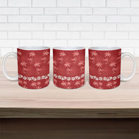 Red Hawaii Palm Tree Hibiscus Ceramic Mug Fantasy Summer Vibe