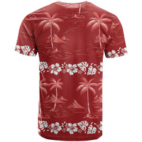 Red Hawaii Palm Tree Hibiscus T Shirt Fantasy Summer Vibe LT01 - Polynesian Pride