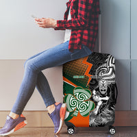 New Zealand and Ireland Rugby Luggage Cover Silver Fern With Shamrock 2023 World Cup LT01 - Polynesian Pride