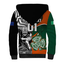 New Zealand and Ireland Rugby Sherpa Hoodie Silver Fern With Shamrock 2023 World Cup LT01 - Polynesian Pride