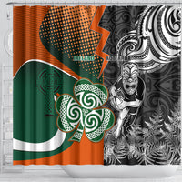 New Zealand and Ireland Rugby Shower Curtain Silver Fern With Shamrock 2023 World Cup LT01 - Polynesian Pride