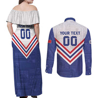 Custom Toa Samoa Rugby Couples Matching Off Shoulder Maxi Dress and Long Sleeve Button Shirt 1992-1993 Special Edition - Polynesian Pride