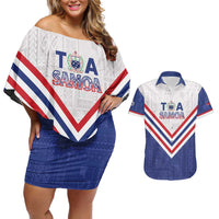Custom Toa Samoa Rugby Couples Matching Off Shoulder Short Dress and Hawaiian Shirt 1992-1993 Special Edition - Polynesian Pride