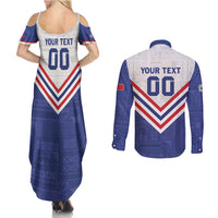 Custom Toa Samoa Rugby Couples Matching Summer Maxi Dress and Long Sleeve Button Shirt 1992-1993 Special Edition - Polynesian Pride
