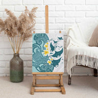 Maori Manta Ray Plumeria Teal Canvas Wall Art LT01 - Polynesian Pride