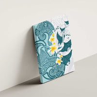 Maori Manta Ray Plumeria Teal Canvas Wall Art LT01 - Polynesian Pride