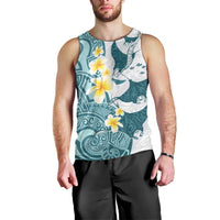 Maori Manta Ray Plumeria Teal Men Tank Top LT01 - Polynesian Pride