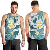 Maori Manta Ray Plumeria Teal Men Tank Top LT01 - Polynesian Pride