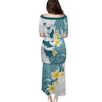 Maori Manta Ray Plumeria Teal Puletasi LT01 - Polynesian Pride