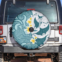 Maori Manta Ray Plumeria Teal Spare Tire Cover LT01 Teal - Polynesian Pride