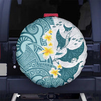 Maori Manta Ray Plumeria Teal Spare Tire Cover LT01 - Polynesian Pride