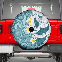 Maori Manta Ray Plumeria Teal Spare Tire Cover LT01 - Polynesian Pride