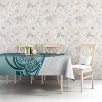 Maori Manta Ray Plumeria Teal Tablecloth LT01 - Polynesian Pride