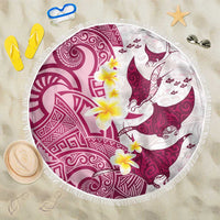 Maori Manta Ray Plumeria Royal Pink Beach Blanket LT01 One Size 150cm Pink - Polynesian Pride
