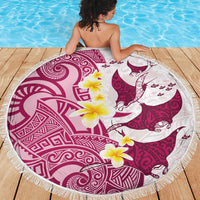 Maori Manta Ray Plumeria Royal Pink Beach Blanket LT01 - Polynesian Pride