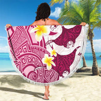 Maori Manta Ray Plumeria Royal Pink Beach Blanket LT01 - Polynesian Pride